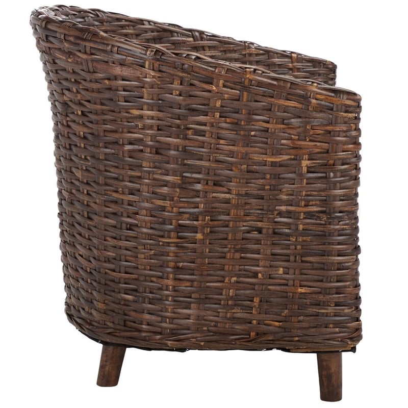 Safavieh Omni Wicker Barrel Chair in White / Brown