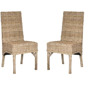 Safavieh Beacon 18&quotH Rattan and Mango Wood Dining Side Chair in Natural (Set of 2)