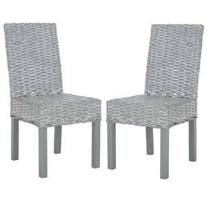 Safavieh Wheatley Rattan  Dining Chair in Grey White Wash (Set of 2)