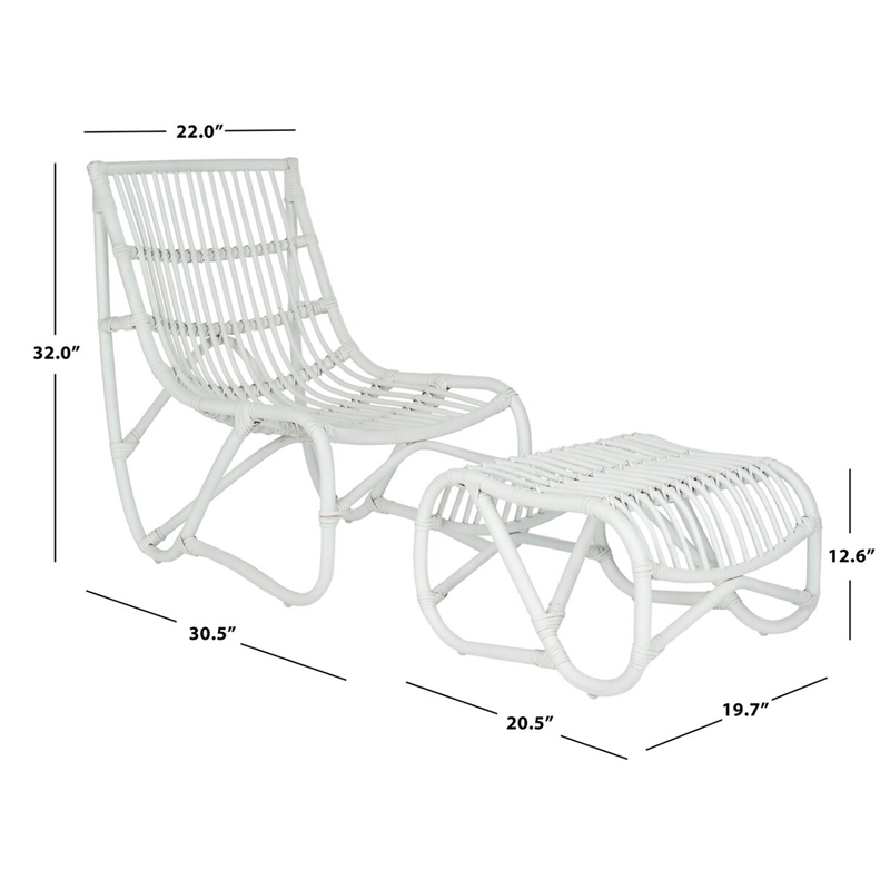 Safavieh Shenandoah Rattan Chair with Ottoman in White