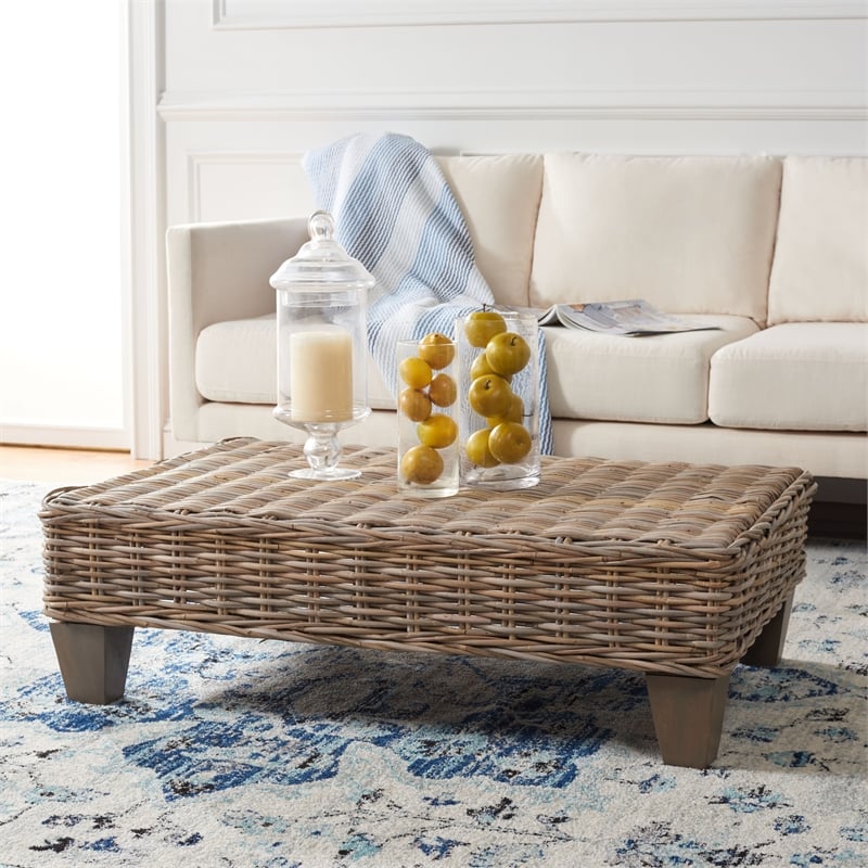 Safavieh Leary Wood Coffee Table in Natural / Taupe