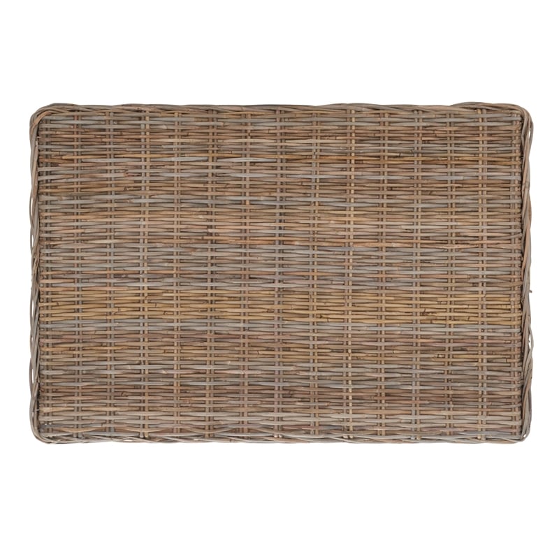 Safavieh Leary Wicker and Wooden Bench in Natural Unfinished