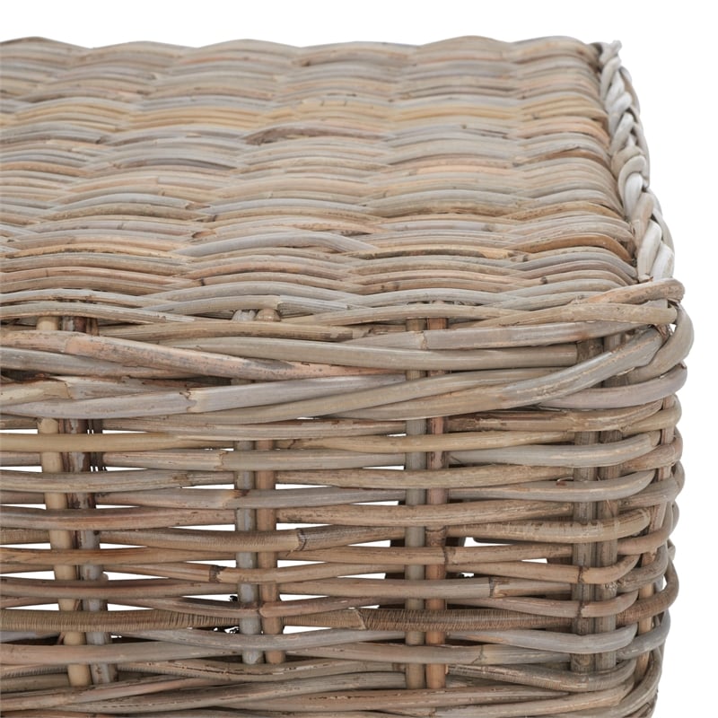 Safavieh Leary Wicker and Wooden Bench in Natural Unfinished