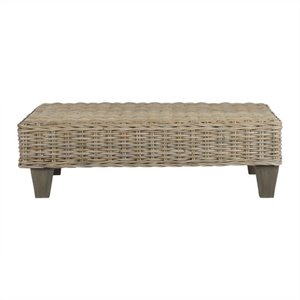 Safavieh Leary Wicker and Wooden Bench in Natural Unfinished