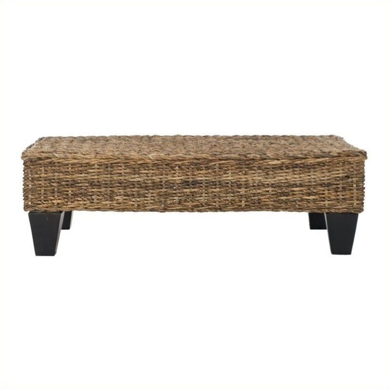 safavieh leary natural wicker bench