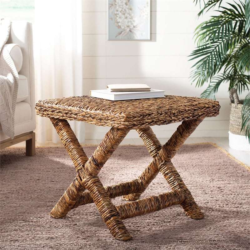 Safavieh Manor Wicker and Wooden Bench in Natural