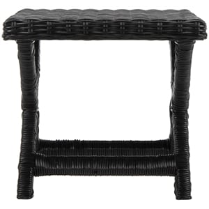 Safavieh Manor Wicker and Wooden Bench in Black