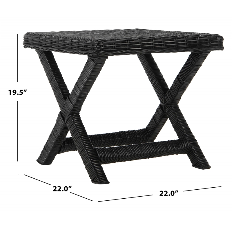 Safavieh Manor Wicker and Wooden Bench in Black