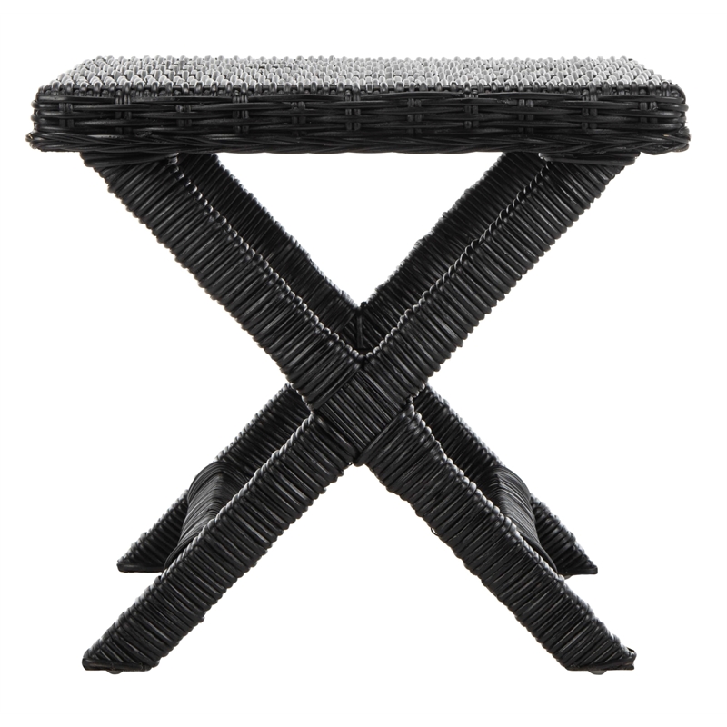 Safavieh Manor Wicker and Wooden Bench in Black