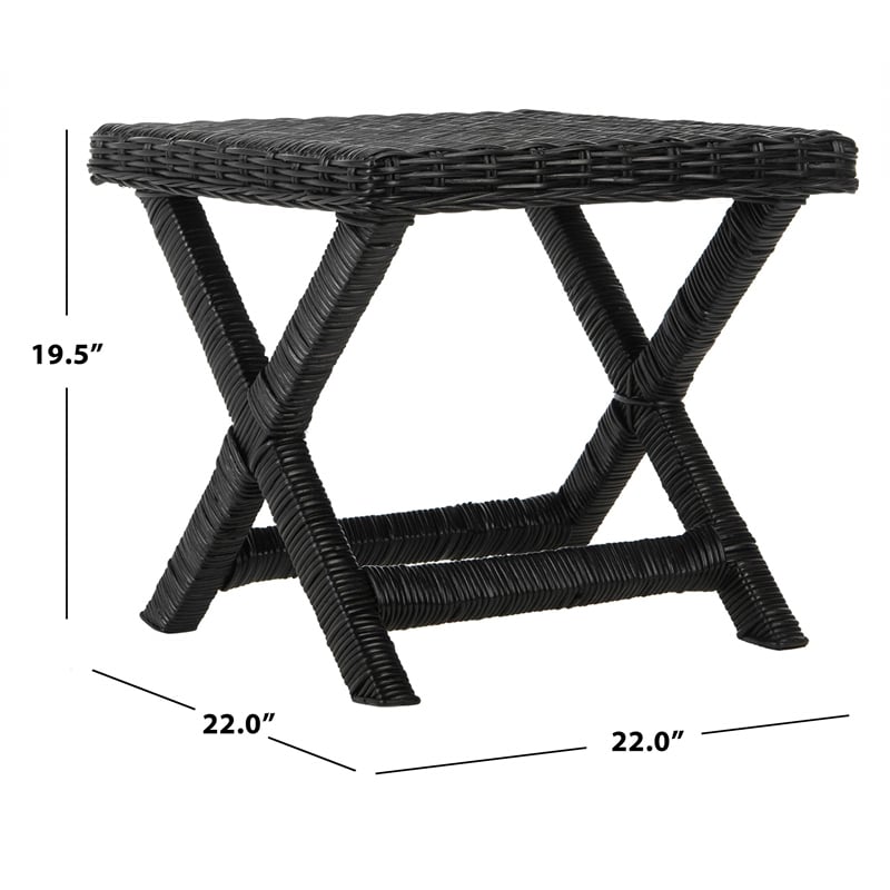 Safavieh Manor Wicker and Wooden Bench in Black