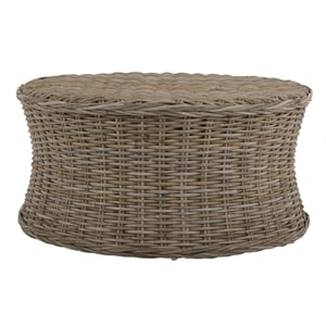 Safavieh Ruxton Wicker and Wooden Ottoman in Natural Unfinished