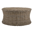 Safavieh Ruxton Wicker and Wooden Ottoman in Natural Unfinished