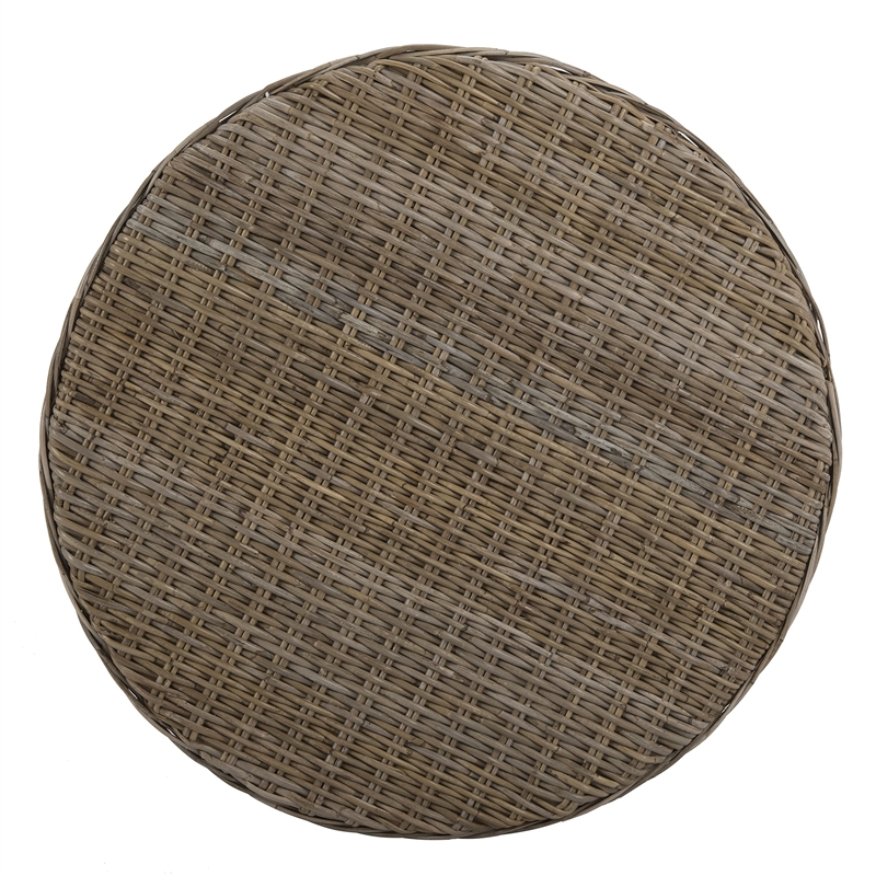 Safavieh Ruxton Wicker and Wooden Ottoman in Natural Unfinished