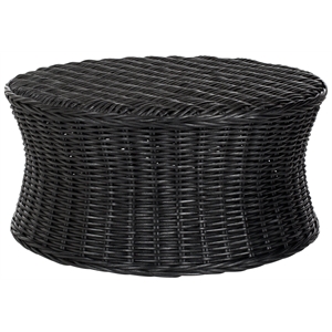 Safavieh Ruxton Wicker and Wooden Ottoman in Black