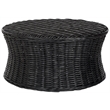 Safavieh Ruxton Wicker and Wooden Ottoman in Black