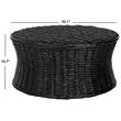 Safavieh Ruxton Wicker and Wooden Ottoman in Black