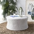 Safavieh Ruxton Wicker and Wooden Ottoman in White