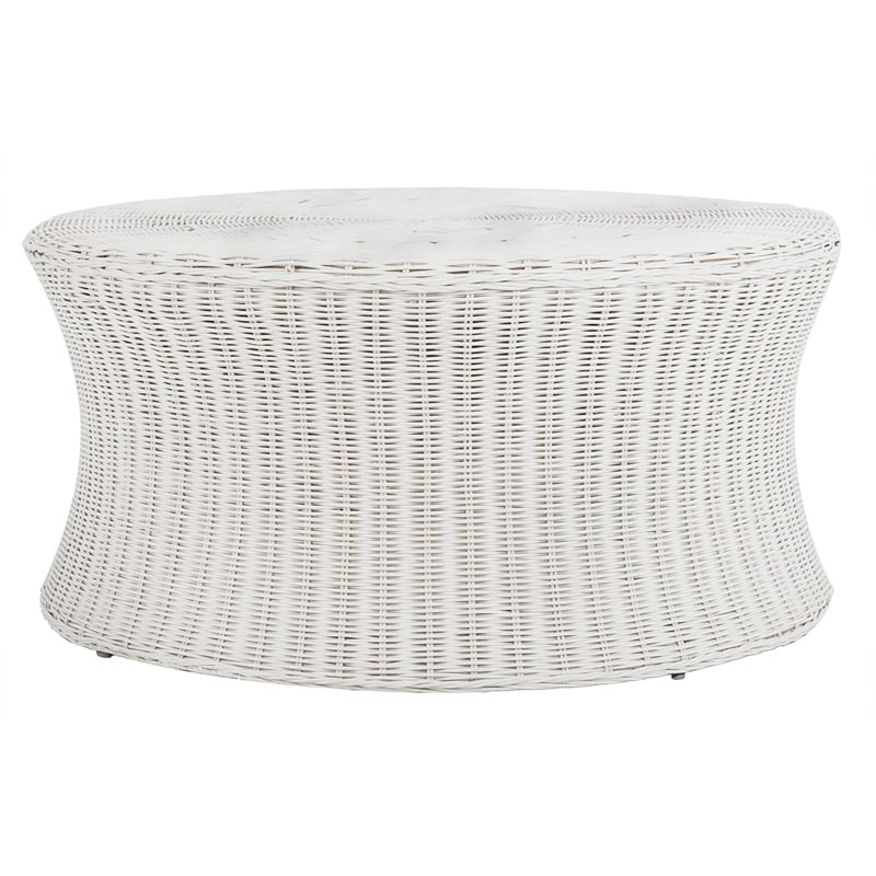 Safavieh Ruxton Wicker and Wooden Ottoman in White