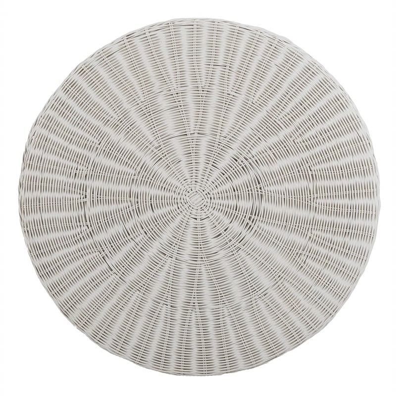 Safavieh Ruxton Wicker and Wooden Ottoman in White