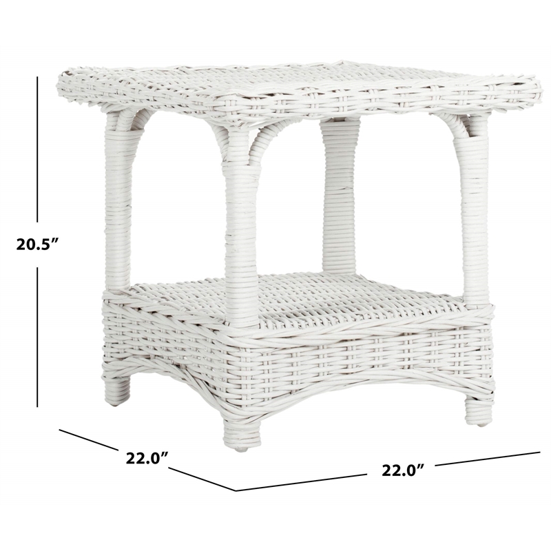 Safavieh Bowen Rattan Side Table in White