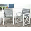 Safavieh Irina Steel and Acacia Wood Armchair in White and Gray (Set of 2)