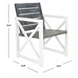 Safavieh Irina Steel and Acacia Wood Armchair in White and Gray (Set of 2)