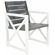 Safavieh Irina Steel and Acacia Wood Armchair in White and Gray (Set of 2)