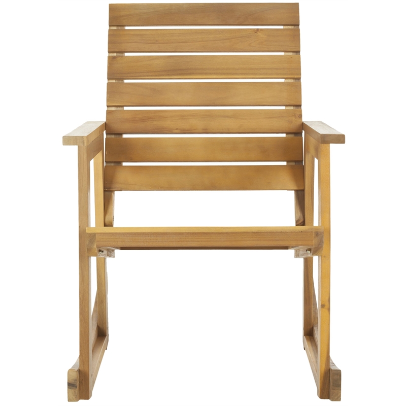 Safavieh Alexei Steel and Acacia Wood Rocking Chair in Teak Color