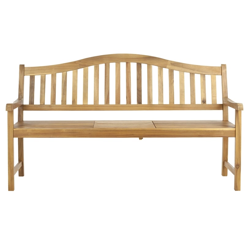 Safavieh Mischa Steel and Acacia Wood Bench in Teak Color
