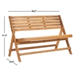 Safavieh Luca Steel and Acacia Wood Folding Bench in Teak Color