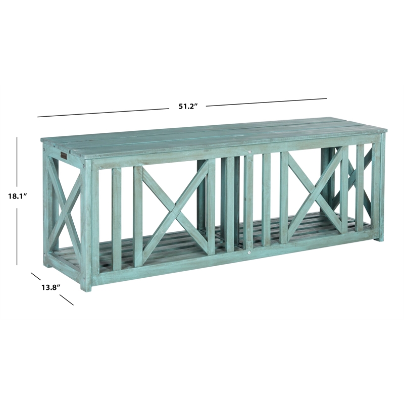 Safavieh Branco Steel and Acacia Wood Bench in Teak Color