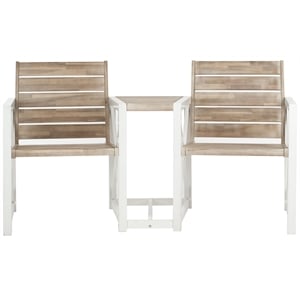 Safavieh Jovanna Steel and Acacia Wood 2 Seat Bench in White and Oak