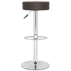 Safavieh Jude 25.6&quot-31.5&quot Chrome Steel Bar Stool in Brown