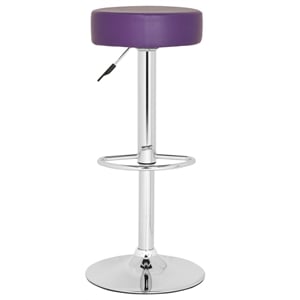 Safavieh Jude 25.6&quot-31.5&quot Chrome Steel Bar Stool in Purple