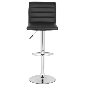 Safavieh Arissa 23.8&quot-29.9&quot Chrome Steel Bar Stool in Black