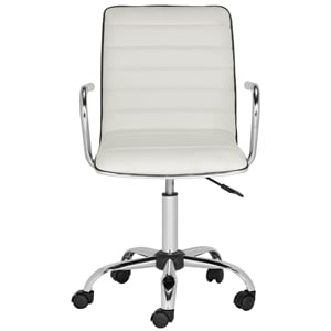 Safavieh Jonika Chrome Steel Desk Office Chair in White