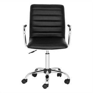 safavieh jonika chrome steel desk office chair in black