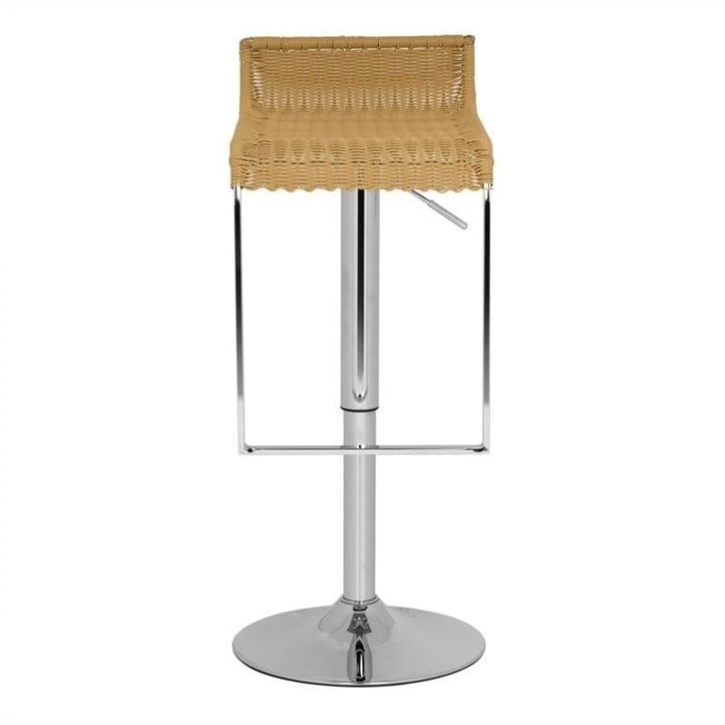 Safavieh Zandrea Chrome Steel Barstool in Wicker Natural   FOX7526A