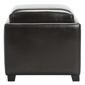 Safavieh Bobbi Tray Bi-cast Leather Storage Ottoman in Brown