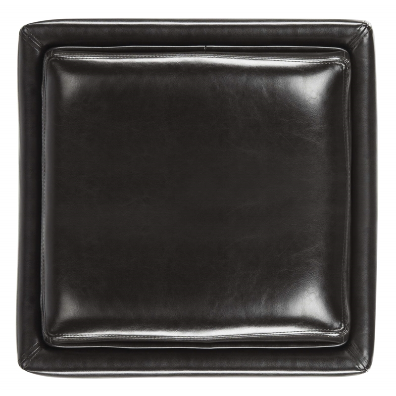 Safavieh Bobbi Tray Bi-cast Leather Storage Ottoman in Brown
