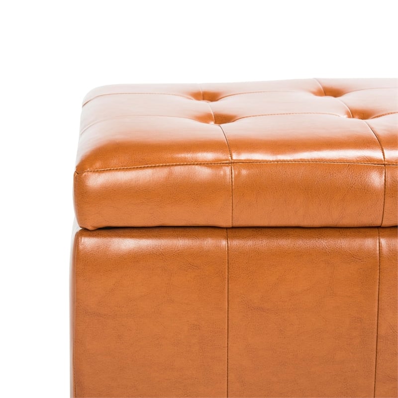 Safavieh Large Manhattan Beech Wood Storage Bench in Saddle