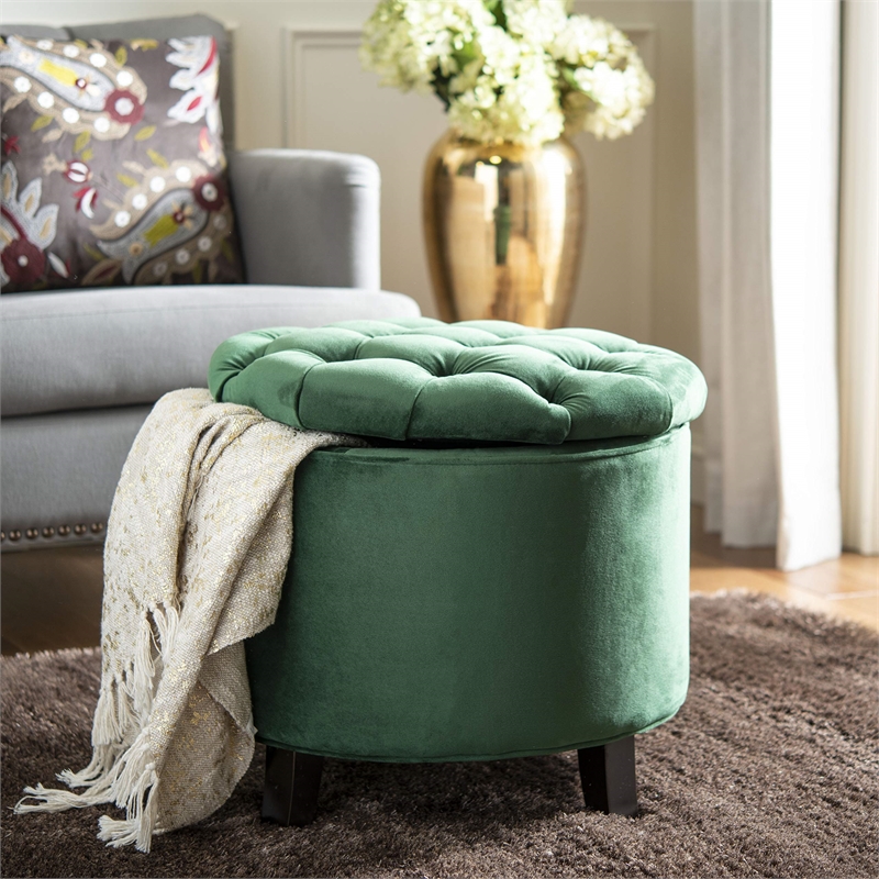 Safavieh Amelia Oak Tufted Storage Ottoman in Green