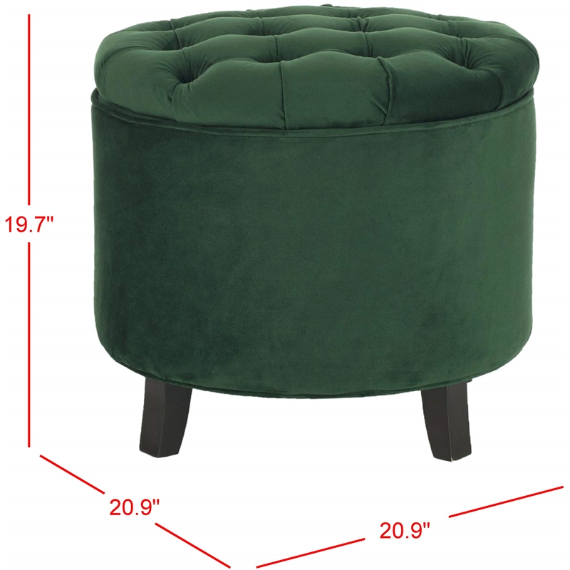 Safavieh Amelia Oak Tufted Storage Ottoman in Green
