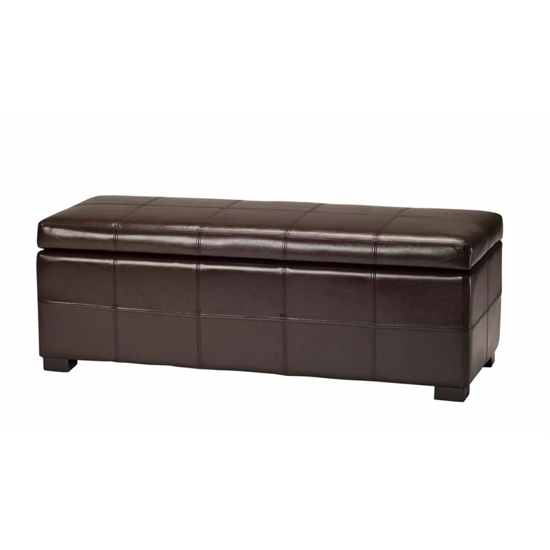 Safavieh Madison Leather Storage Bench in Brown