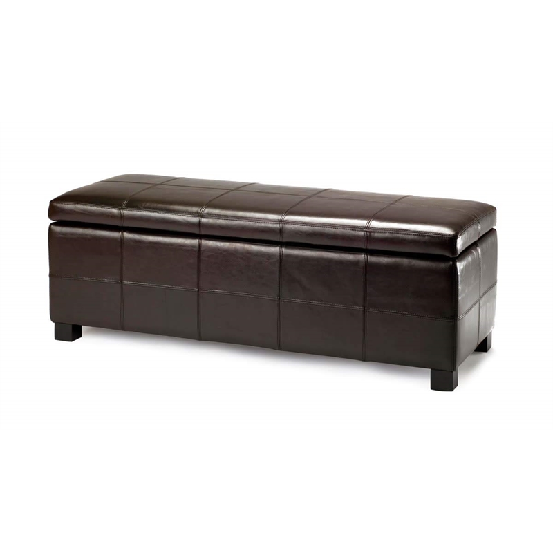 Safavieh Madison Leather Storage Bench in Black