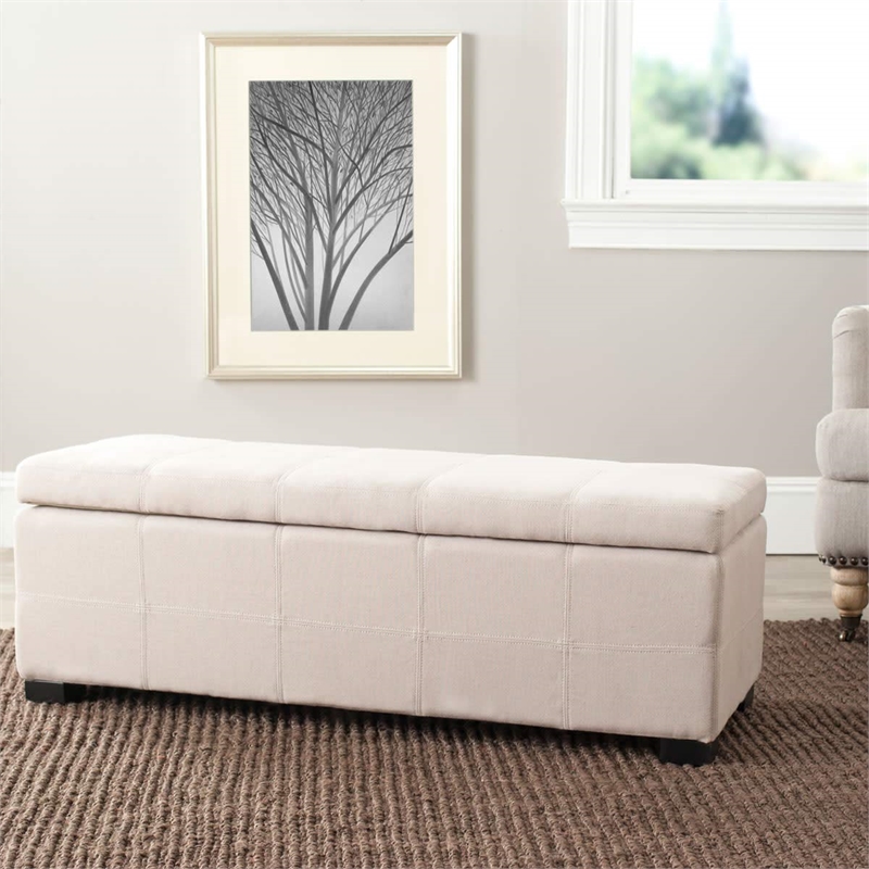 Safavieh Madison Leather Storage Bench in Black