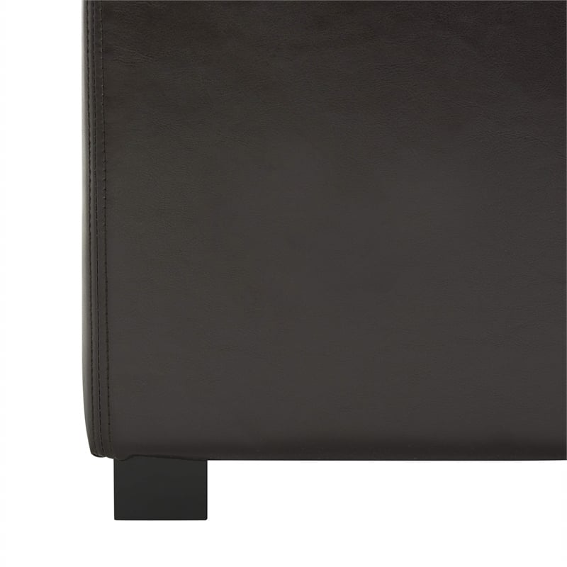 Safavieh Elizabeth Beech Wood Leather Storage Ottoman in Brown