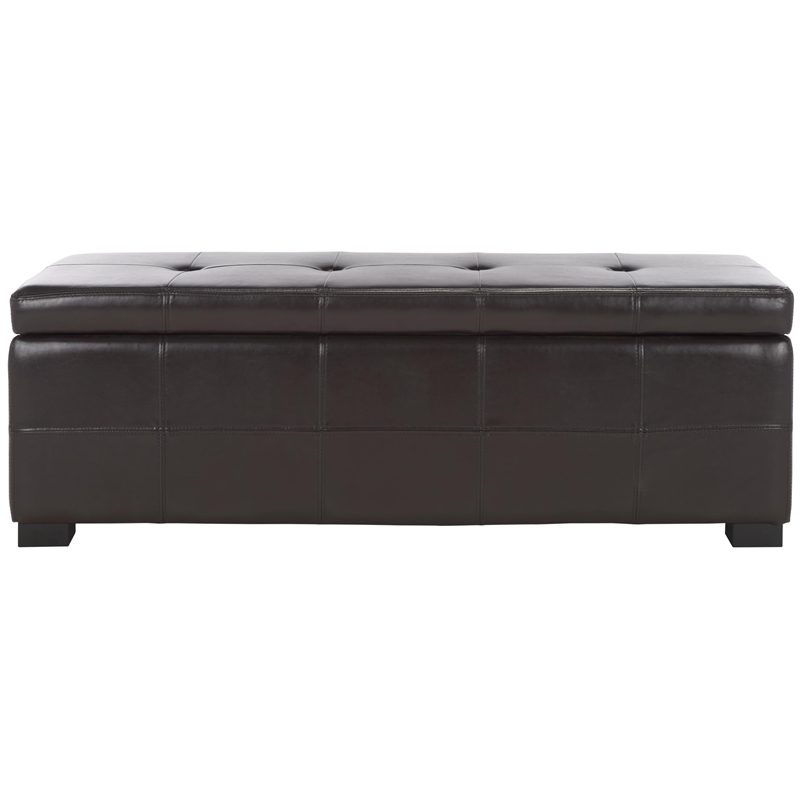 Safavieh Large Maiden Tufted Leather Storage Bench in Brown