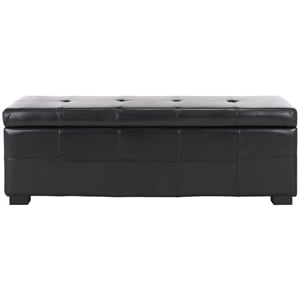 Safavieh Large  Maiden Tufted Leather Storage Bench in Black