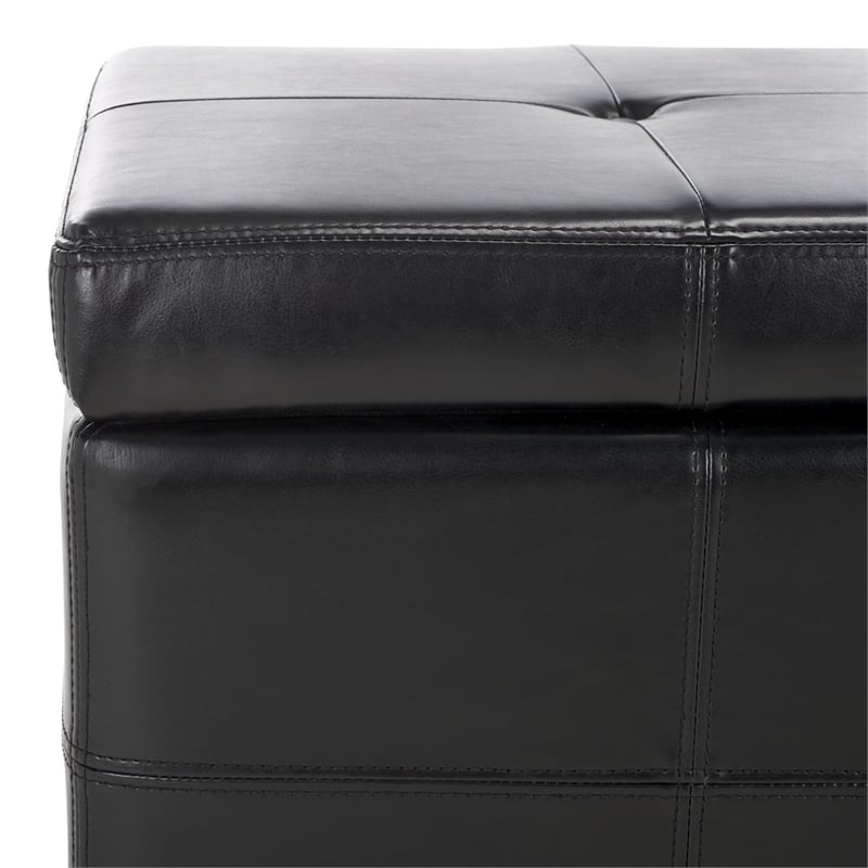 Safavieh Large  Maiden Tufted Leather Storage Bench in Black